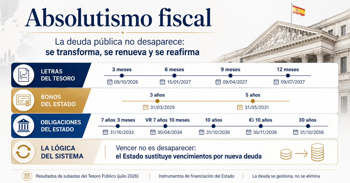 Las 4C del absolutismo fiscal: cómo el ciudadano sostiene una deuda que nunca se paga.